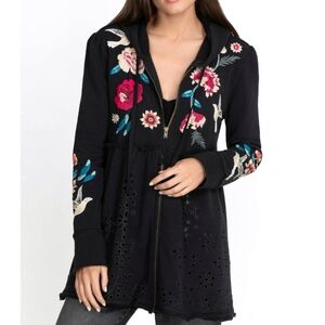 Johnny Was Junia French Terry Tiered Zip Up Hoodie Jacket